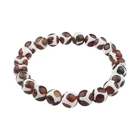 Bracelet, Agate brown (dyed), 08mm beads, football pattern | Marco Schreier