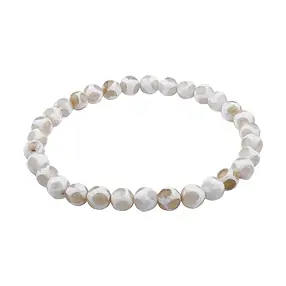Bracciale, Agata (bianca), perline da 06 mm, sfaccettato | Marco Schreier