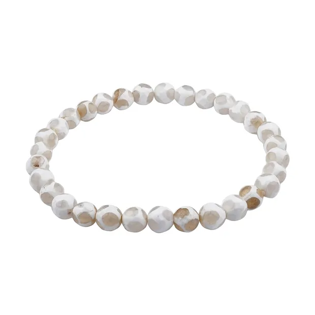 Bracelet, Agate (blanche/crème), 06mm boules, facettes | Marco Schreier