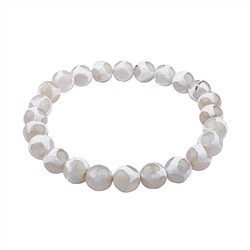 0647251301 Bracelet, Agate (white/cream), 08mm beads, faceted | Marco Schreier