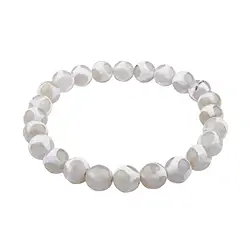 0647251301 Armband, Achat (weiß/creme), 08mm Kugeln, facettiert | Marco Schreier