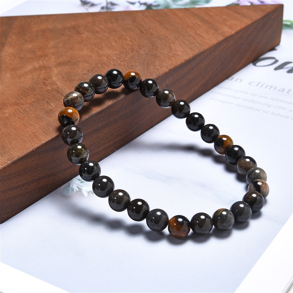 Bracelet, Petrified Wood (black), 06mm beads  | gems, healing stones & jewelry