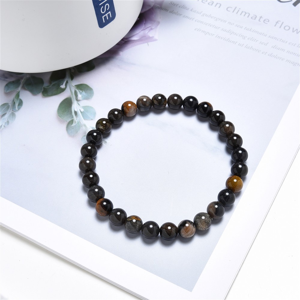 Bracelet, Petrified Wood (black), 06mm beads  | gems, healing stones & jewelry
