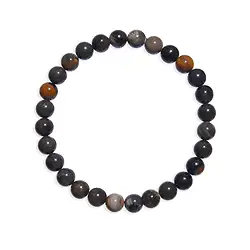 0647450106 Armband, versteinertes Holz (schwarz), 06mm Kugeln  | Marco Schreier