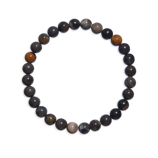 Armband, versteinertes Holz (schwarz), 06mm Kugeln  | Marco Schreier