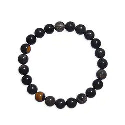 0647450108 Armband, versteinertes Holz (schwarz), 06mm Kugeln | Marco Schreier