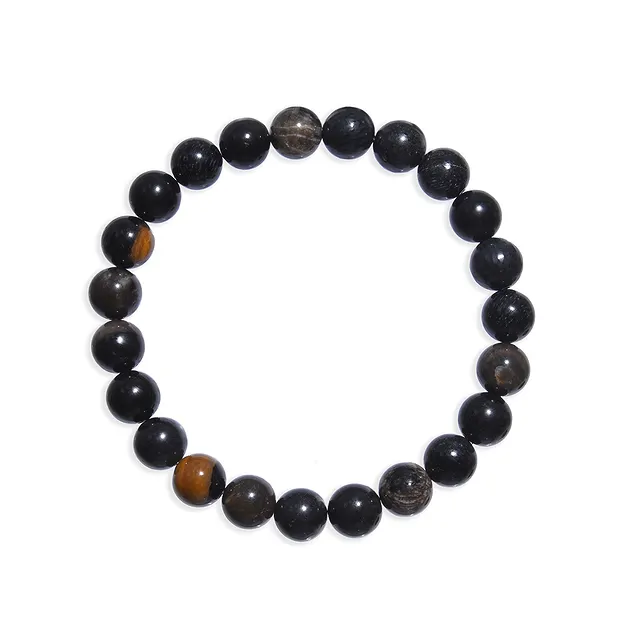 Armband, versteinertes Holz (schwarz), 06mm Kugeln | Marco Schreier