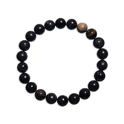 0647450110 Pulsera, Madera petrificada (negra), cuentas de 10mm, 21cm  | Marco Schreier