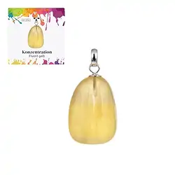0647725106 Pendentif Fluorite (jaune), Pierre roulée petite, rhodié | Marco Schreier