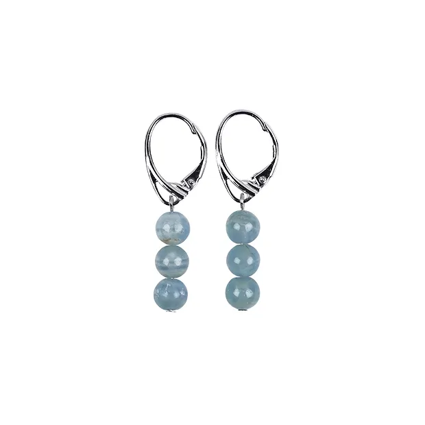 Ohrhänger Aragonit (blau) 5,5mm-Kugeln | Edelsteine, Heilsteine & Schmuck-Handel