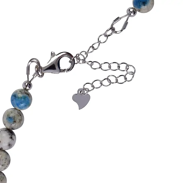 Kette K2 (Azurit in Gneis), Kugeln (6mm), rhodiniert | Marco Schreier