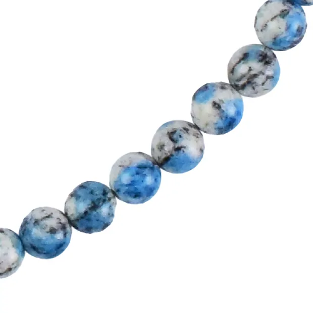 Necklace K2 (Azurite in Gneiss), beads (6mm), rhodiniert, extension chain | Marco Schreier