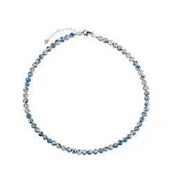 0650014060 Necklace K2 (Azurite in Gneiss), beads (6mm), rhodiniert, extension chain | Marco Schreier