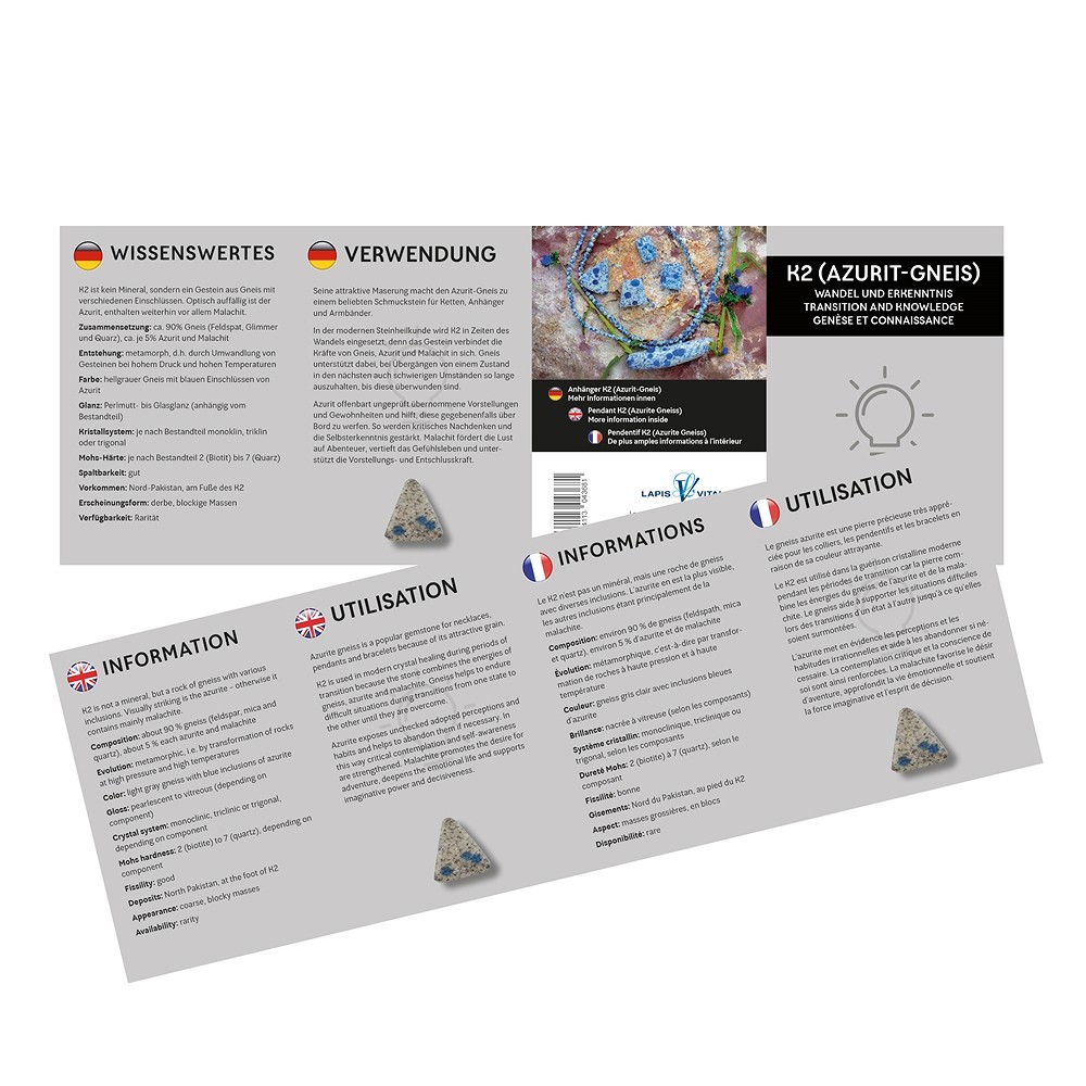 Ciondolo K2 (Azurite gneiss) "Cambiamento e realizzazione" | Marco Schreier