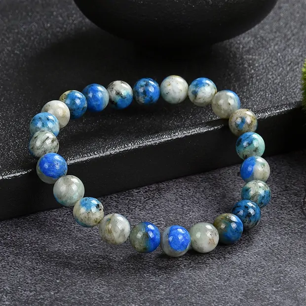 Bracelet, K2 (Azurite en Gneiss), 08mm boules rondes | Marco Schreier