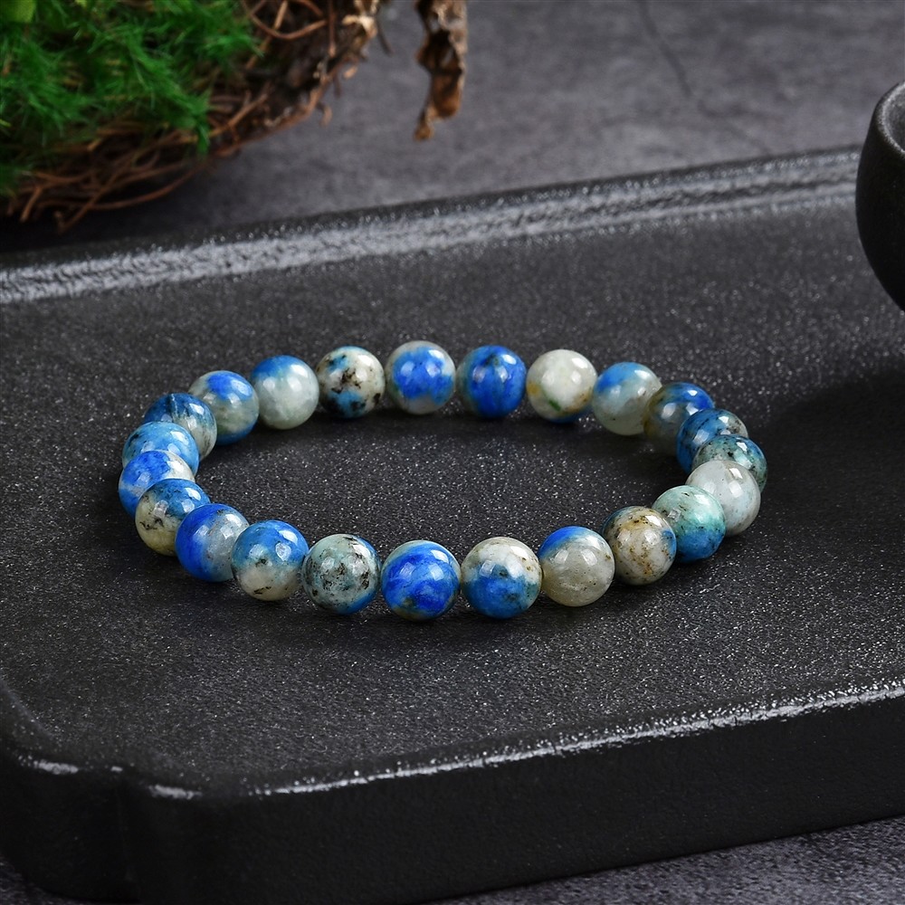 Bracelet, K2 (Azurite in Gneiss), 08mm beads | wholesaler gems & healing stones