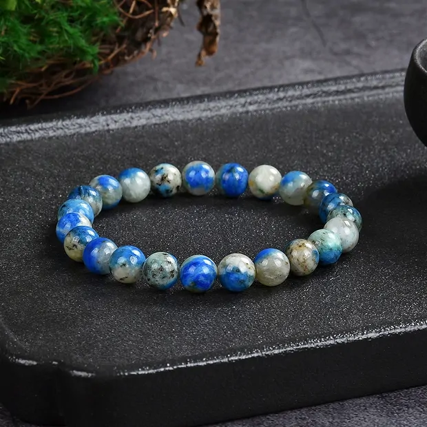 Bracelet, K2 (Azurite en Gneiss), 08mm boules rondes | Marco Schreier