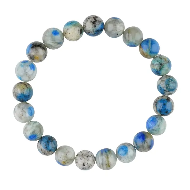 Bracelet, K2 (Azurite en Gneiss), 09 - 10mm perles rondes, 21cm | Marco Schreier