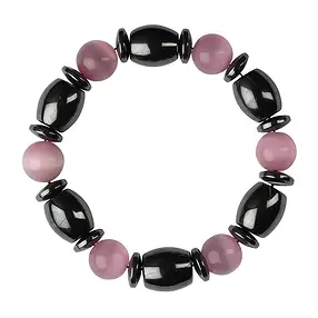 Bracelet, hématite/œil de chat rose (verre) | Marco Schreier