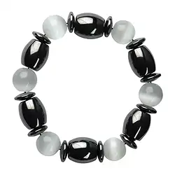 0650650081 Bracelet, hématite/œil de chat blanc (verre) | Marco Schreier