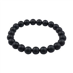 0650950138 Bracelet, Agate noire (teintée), 08mm perles en rondes, mates | Marco Schreier