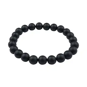 Bracelet, Agate noire (teintée), 08mm perles en rondes, mates | Marco Schreier