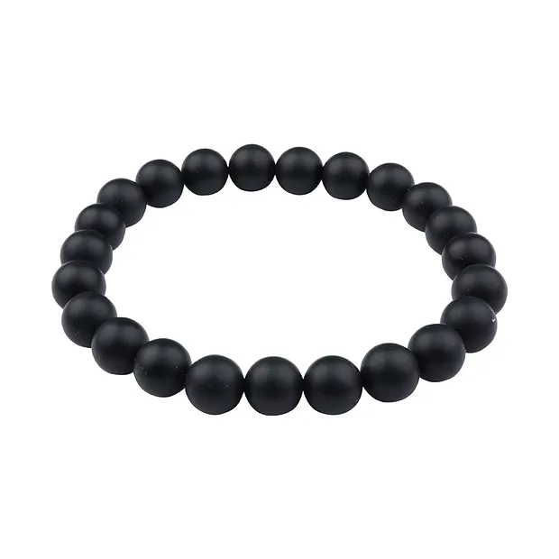 Bracciale, nero di agata (smussato), perline da 08 mm, opaco | Marco Schreier