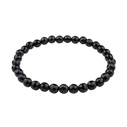 0650951061 Bracelet, black Agate (dyed), 06mm beads, faceted | Marco Schreier