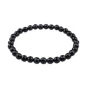 Armband, Achat schwarz (gef.), 06mm Kugeln, facettiert | Marco Schreier