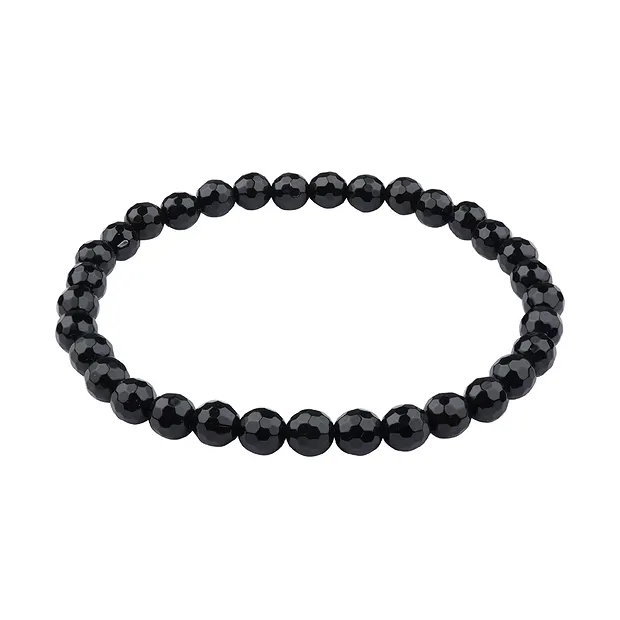 Bracelet, Agate noire (teintée), 06mm boules, facettes | Marco Schreier