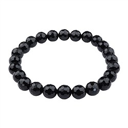 0650951081 Bracelet, Agate noire (teintée), 08mm boules, facettes | Marco Schreier