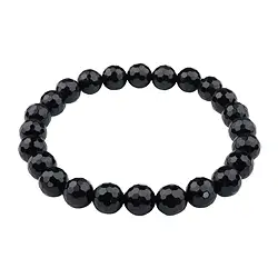 0650951081 Bracelet, black Agate (dyed), 08mm beads, faceted | Marco Schreier