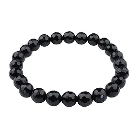 Armband, Achat schwarz (gef.), 08mm Kugeln, facettiert | Marco Schreier