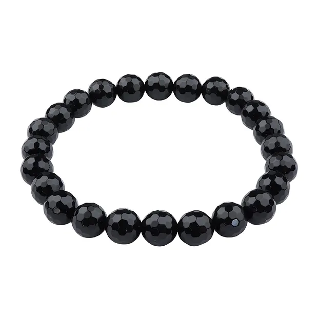 Armband, Achat schwarz (gef.), 08mm Kugeln, facettiert | Marco Schreier