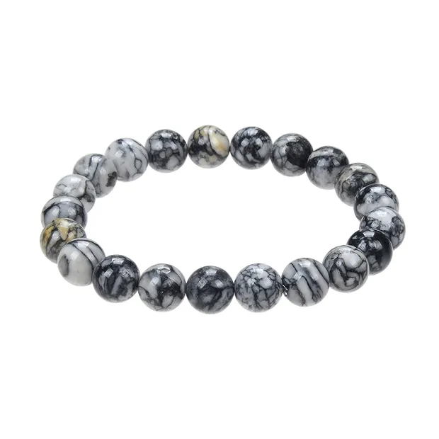 Bracelet, Pinolite (magnésite fleur de glace), 08 - 09mm boules | Marco Schreier