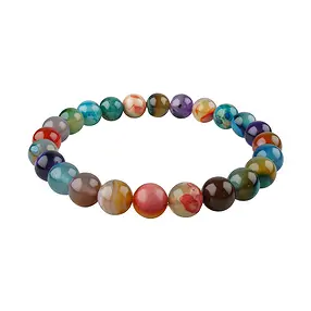 Bracelet, Agate (multicolored), 08mm beads | wholesaler gems & healing stones