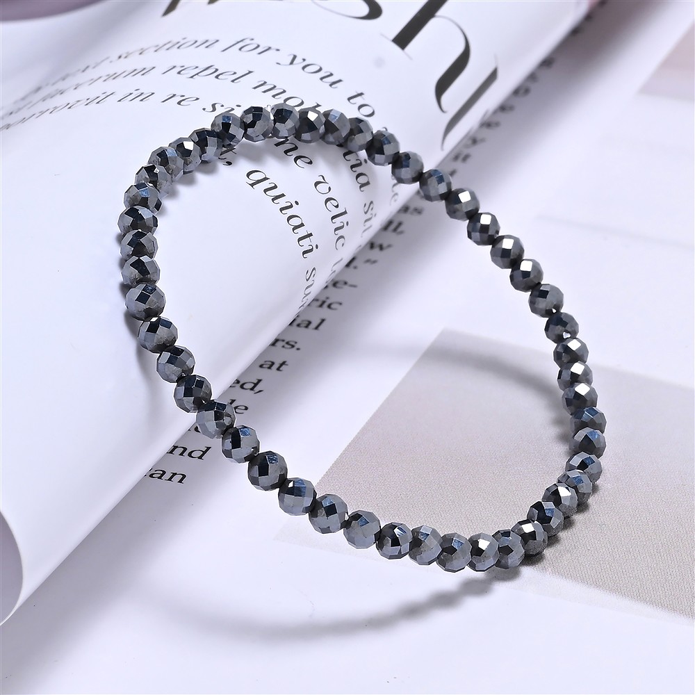 Bracelet, silicon (synt.), 03mm beads, faceted, 14cm (short) | Marco Schreier