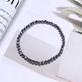 Bracelet, silicon (synt.), 03mm beads, faceted, 14cm (short) | Marco Schreier