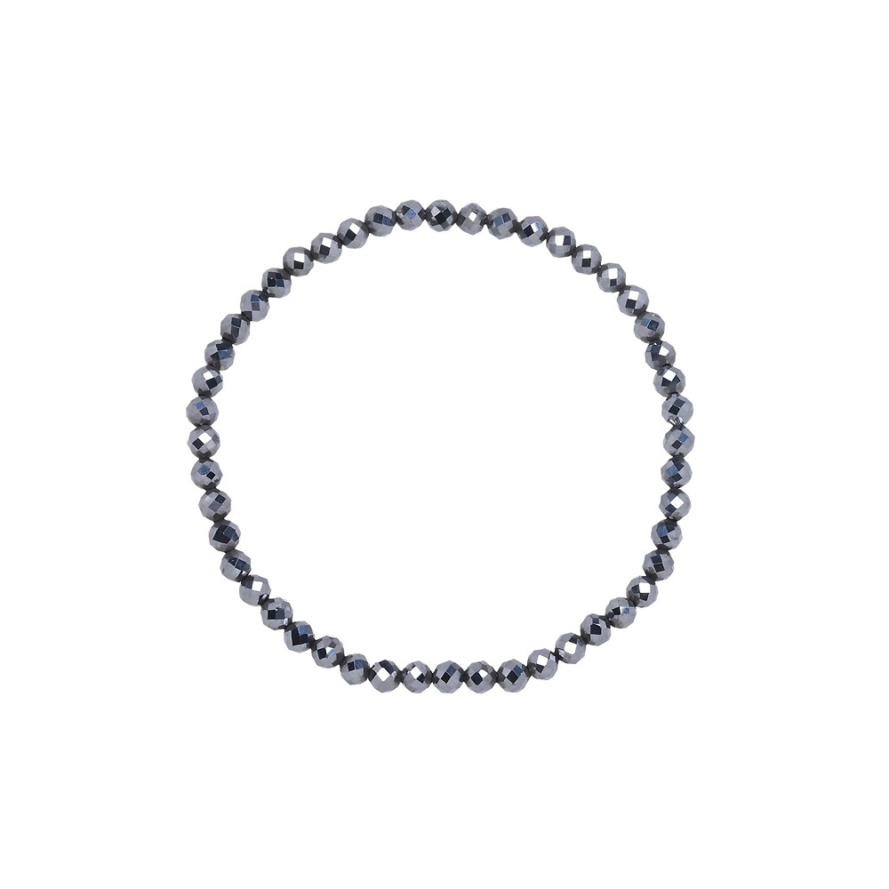 Bracelet, silicon (synt.), 03mm beads, faceted, 14cm (short) | Marco Schreier