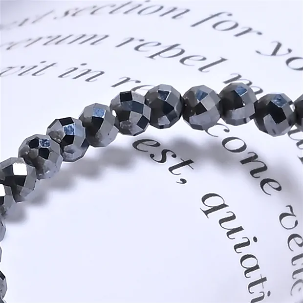 Armband, Silizium (synt.), 03mm Kugeln, facettiert, 19cm | Marco Schreier