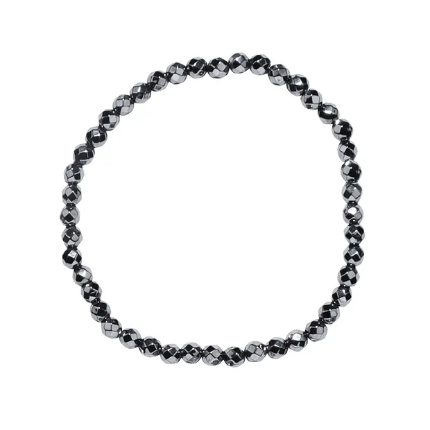 Bracelet en perles rondes, silicium (synt.), boules de 04mm, facettes | Marco Schreier