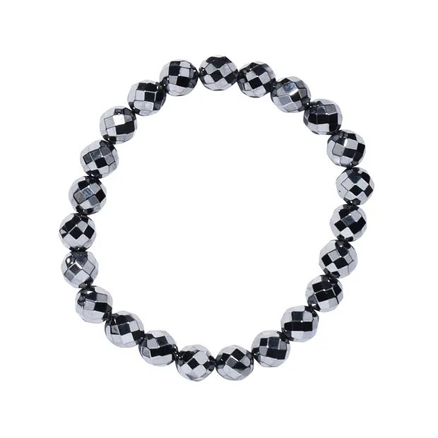Bracelet, silicon (synt.), 08mm beads, faceted | gems, healing stones & jewelry