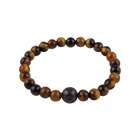 Bracelet, Tiger's Eye, dinosaur bone, 14cm (for children) | Marco Schreier