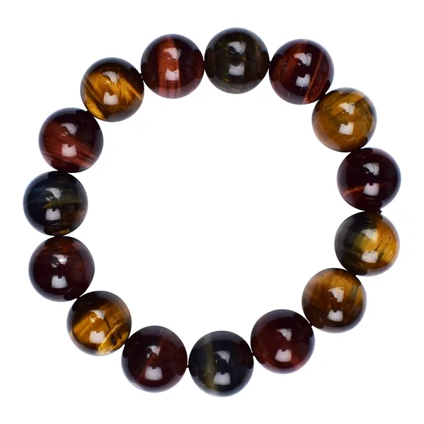 Bracelet, Oeil-de-tigre (mélangé), boules 14mm | Marco Schreier