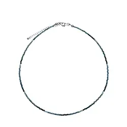 0656219300 Kette Grandidierit, Kugeln (2,5mm), facettiert, rhodiniert, Verlängerungskettchen | Marco Schreier
