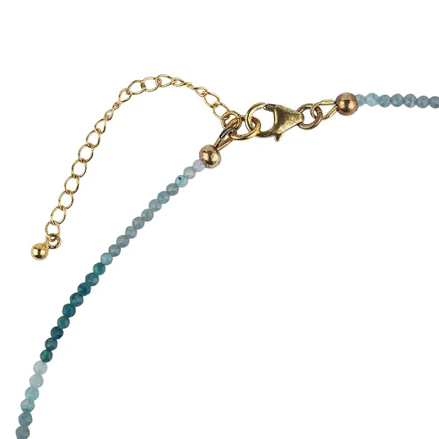 Collana Grandidierite, perle (2,5 mm) sfaccettate, placcate oro | Marco Schreier