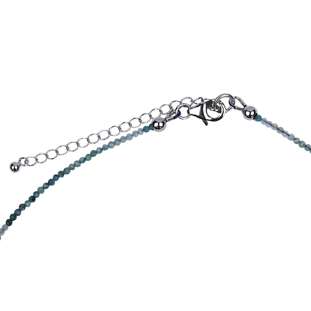 Kette Grandidierit, Kugeln (2mm), facettiert, rhodiniert, Verlängerungskettchen | Marco Schreier