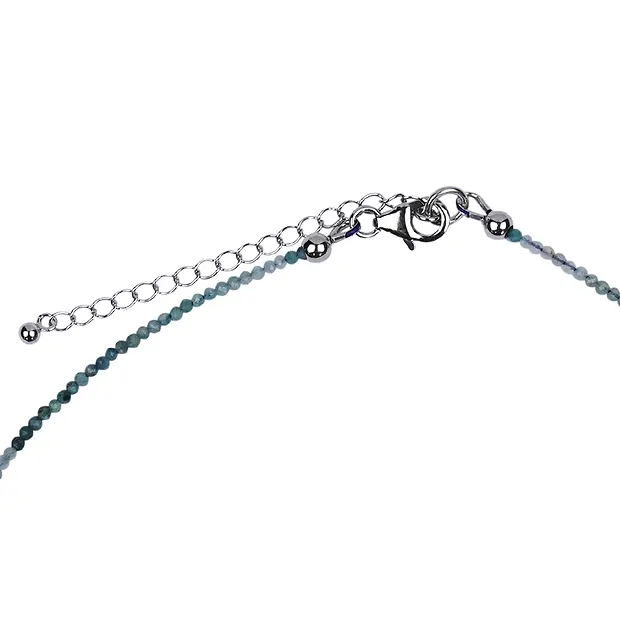 Kette Grandidierit, Kugeln (2mm), facettiert, rhodiniert, Verlängerungskettchen | Marco Schreier