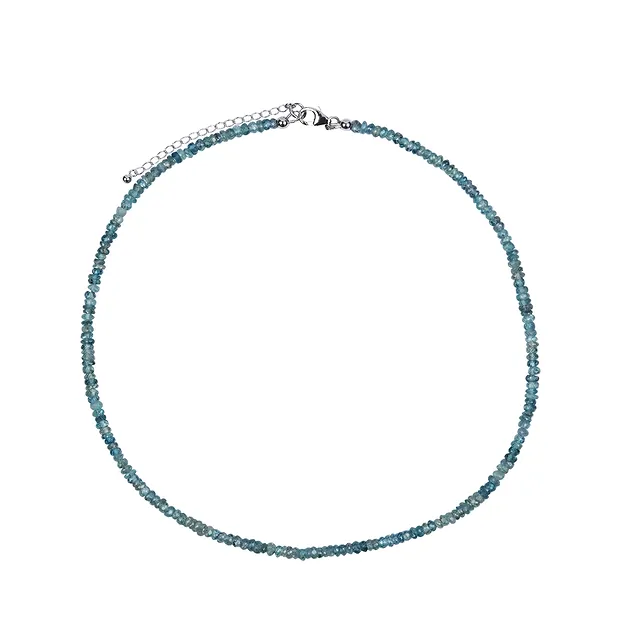 Necklace Zircon (blue), 4mm button faceted, extension chain, rhodiniert | Marco Schreier