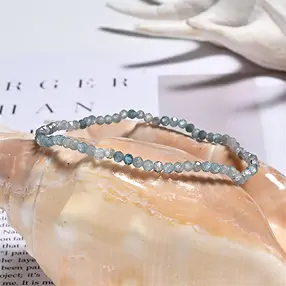 Armband, Zirkon (blau, gebr.), 03mm Kugeln, facettiert | Marco Schreier